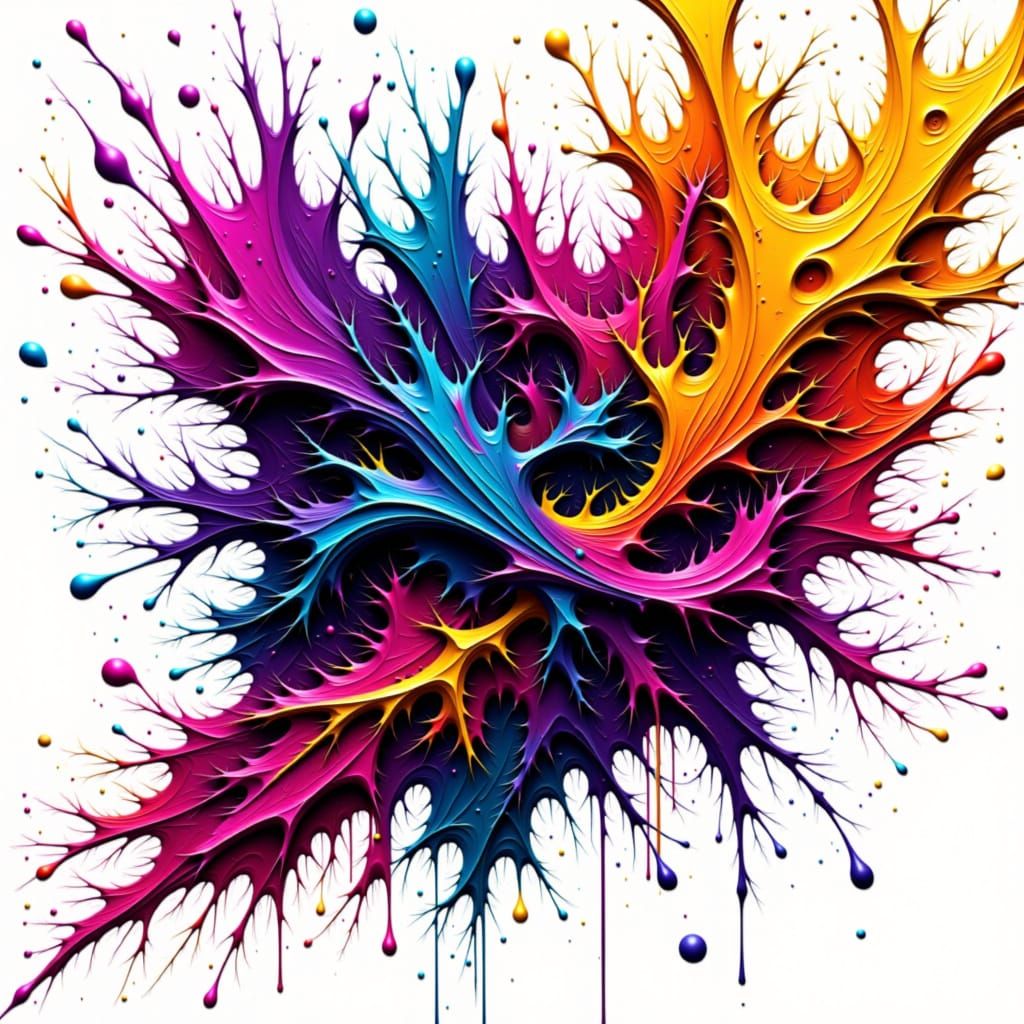 Vibrant Abstract Fractal Ink Splatter Dance