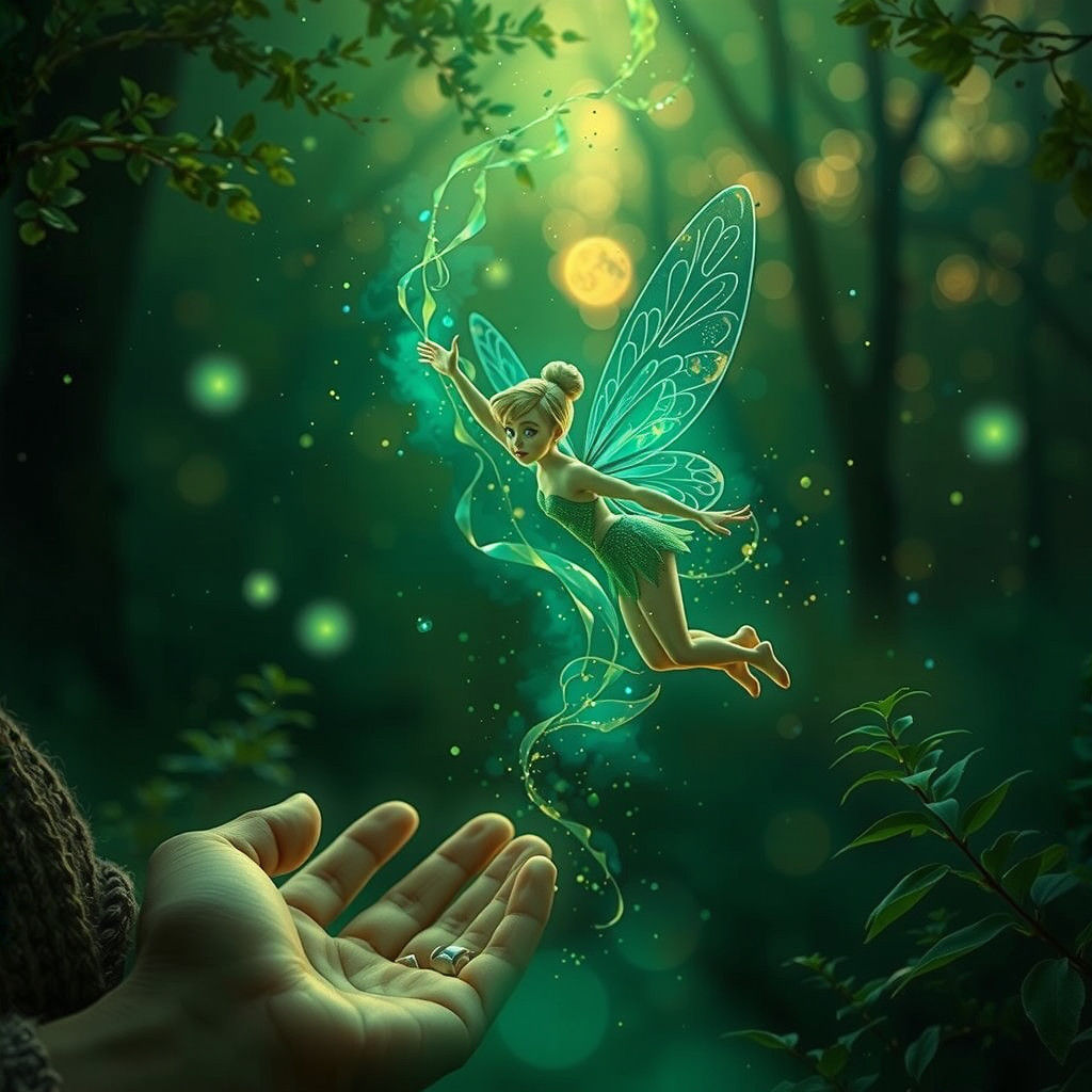 Tinkerbell in a Stormy Evening Landscape