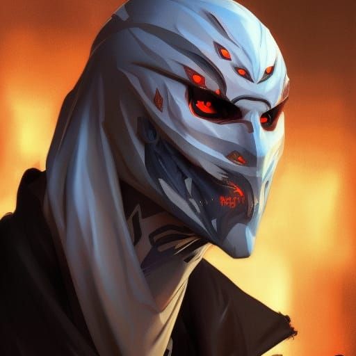 Undead Ninja Assassin Portrait in Hyperdetailed Style