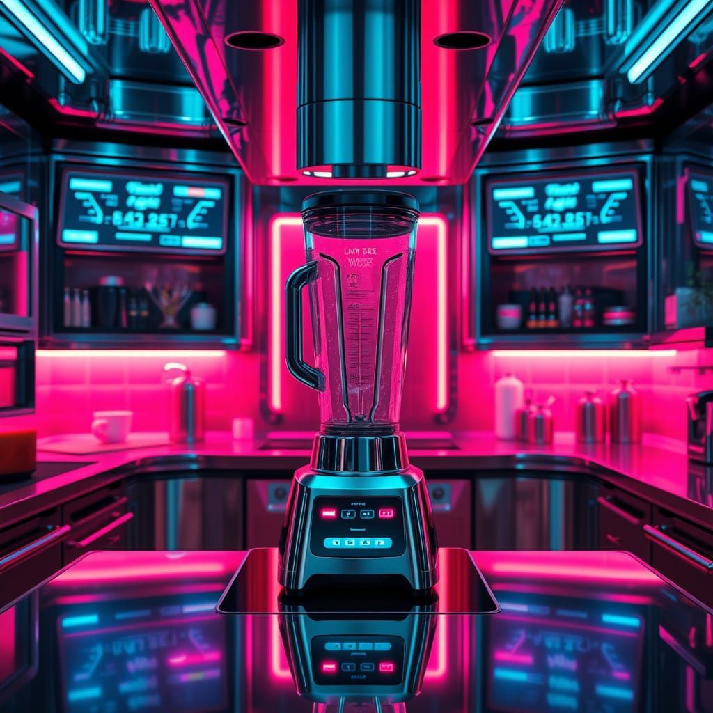 Cyberpunk Kitchen Blender with Neon Lights