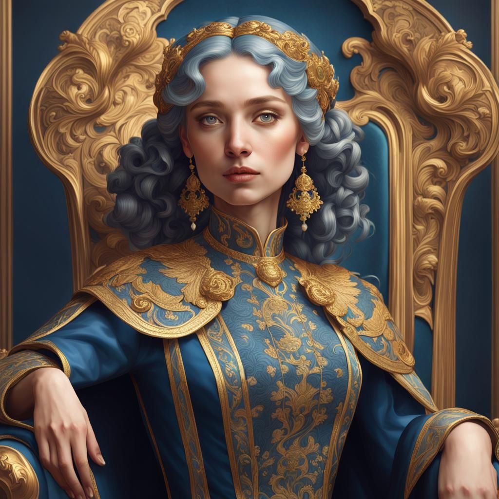 Regal Woman in Baroque Portrait Style
