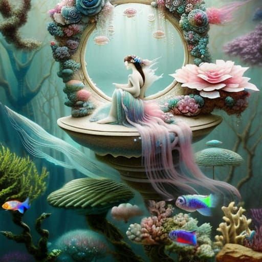 Steampunk Fishtank Fantasy Castle with Exotic Fish