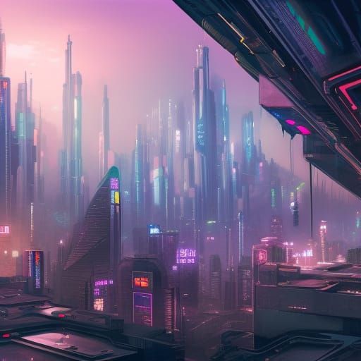 Cyberpunk Cityscape in Detailed Digital Painting