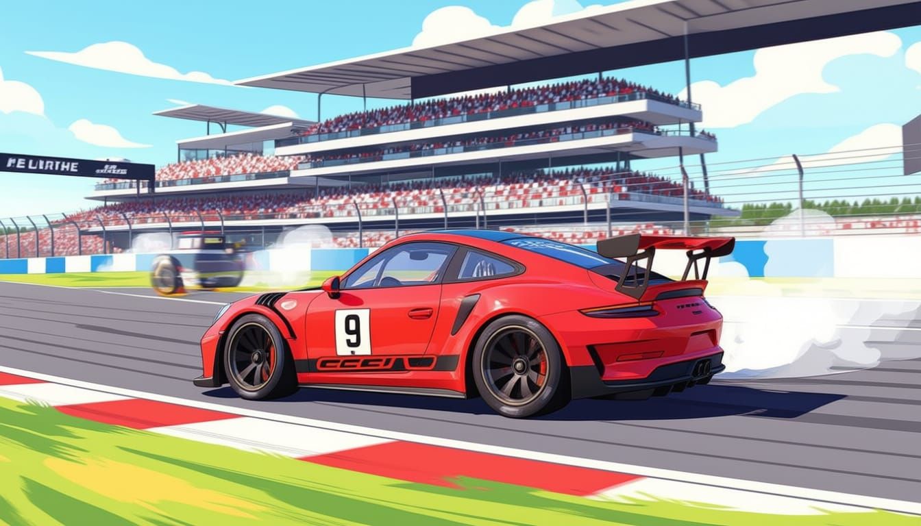 Porsche 911 GT3 RS Race Car at Circuit de la Sarthe