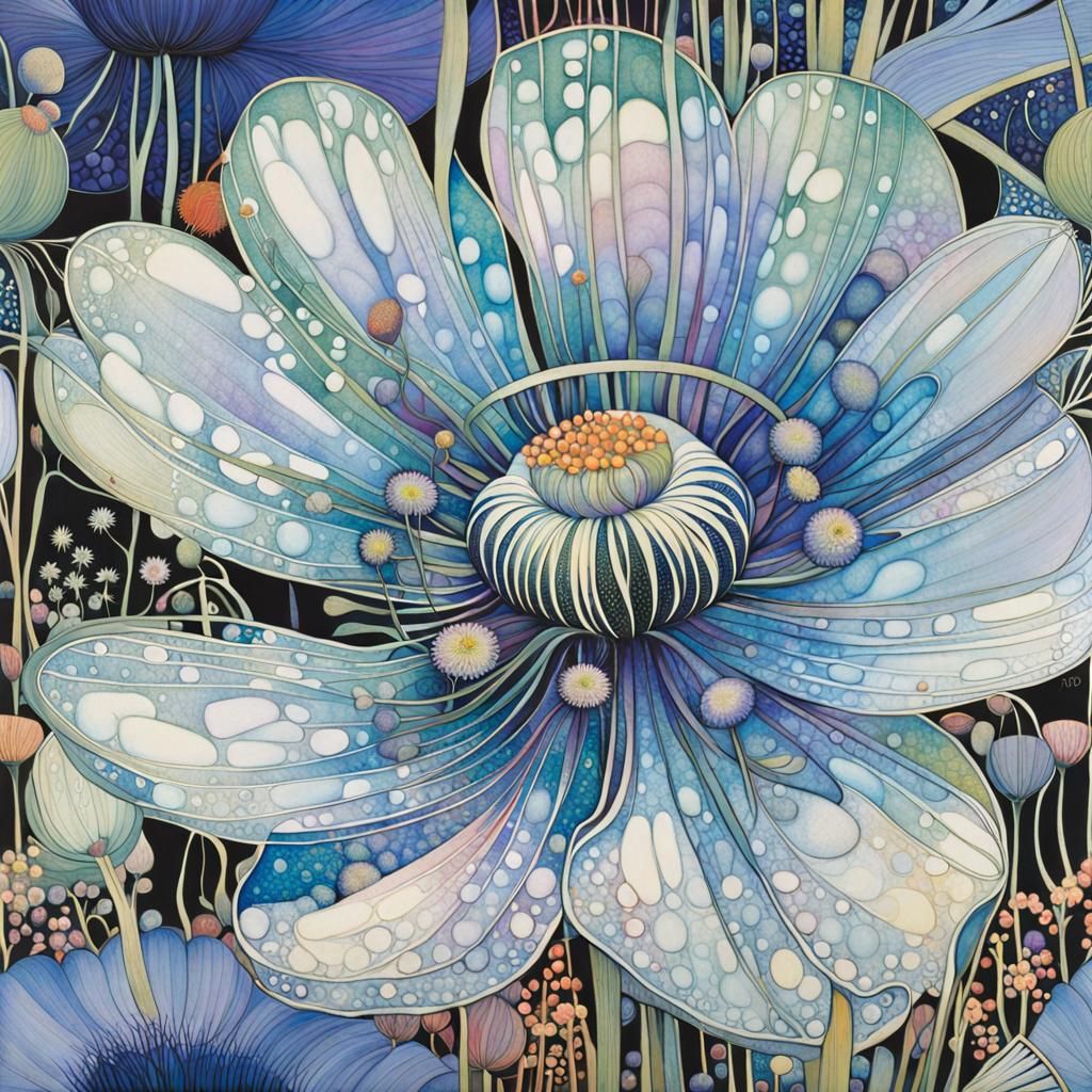 Intricate Wildflowers in Art Nouveau Style