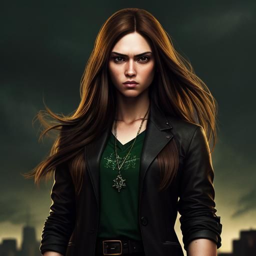 Realistic College Student Portrait with Brown Hair