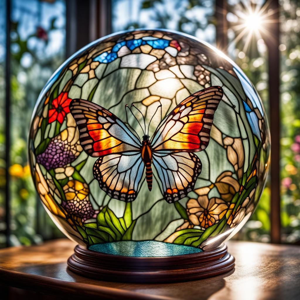 Stained Glass Butterfly in Sunlight