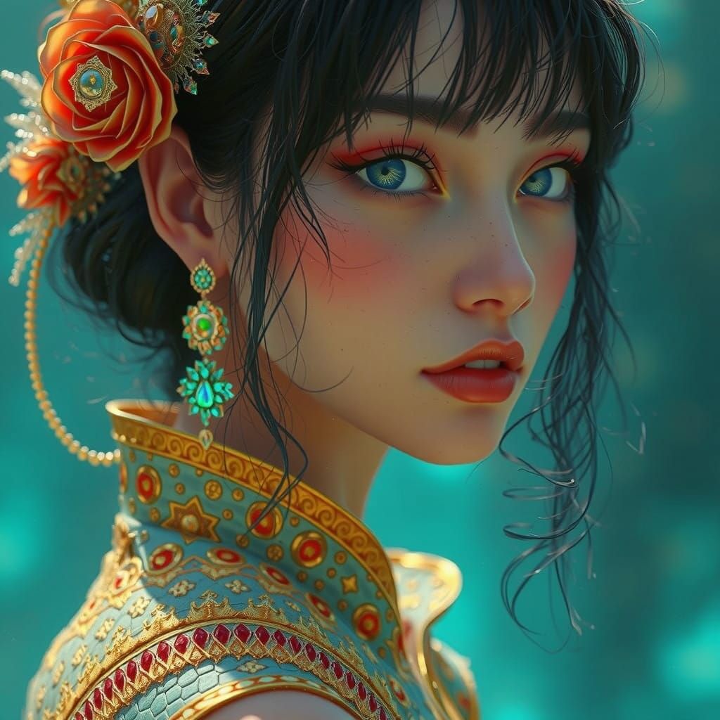 Mystical Serpent Icon in Vibrant Iridescent Scales