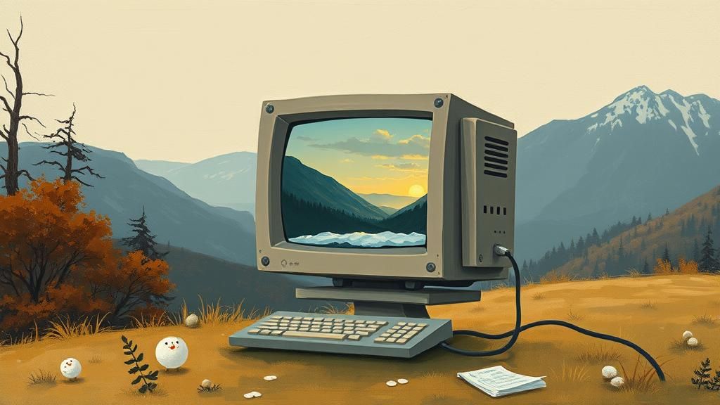 Personified Computer Catches Cold: Gouache Impressionist Ill...