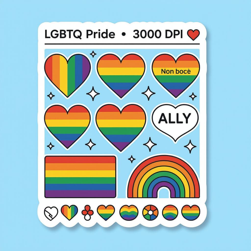 LGBTQ+ Pride Sticker Sheet with Ally Symbols