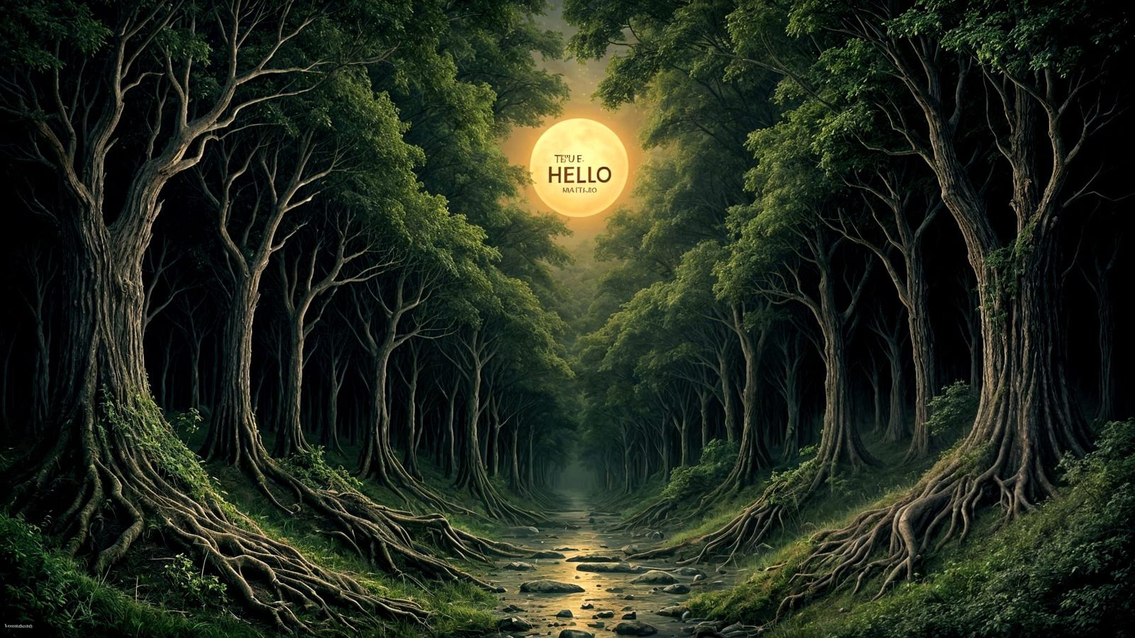 City Forest With Ancient Votive Style Text