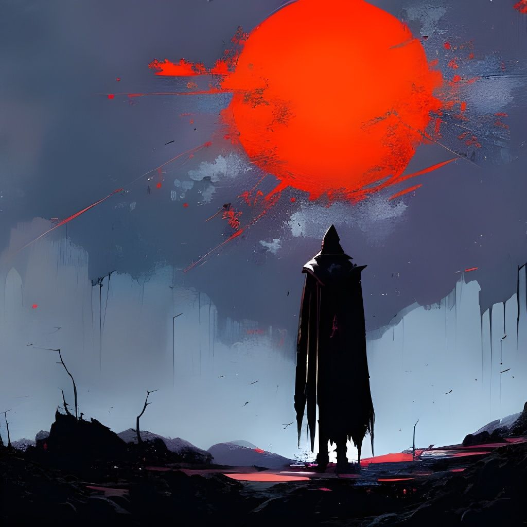 Monochrome Moonscape Figure in Dramatic Style