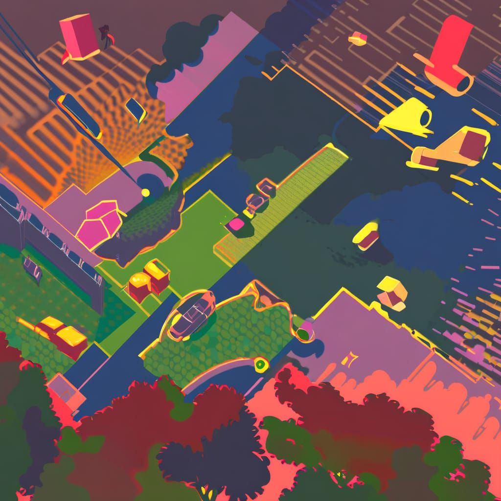 Vibrant Pop Art Digital Painting with Bauhaus Influences