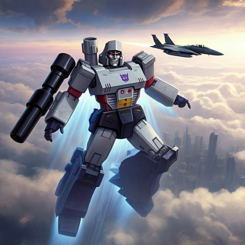 Megatron Soars Above City in Dynamic Digital Art
