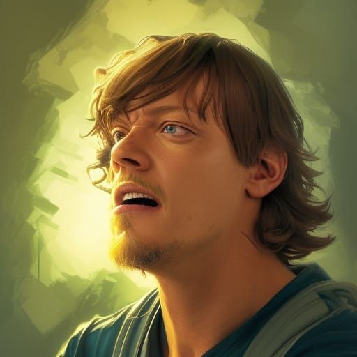 Shaggy Rogers Hyperdetailed Portrait in Art Nouveau Style