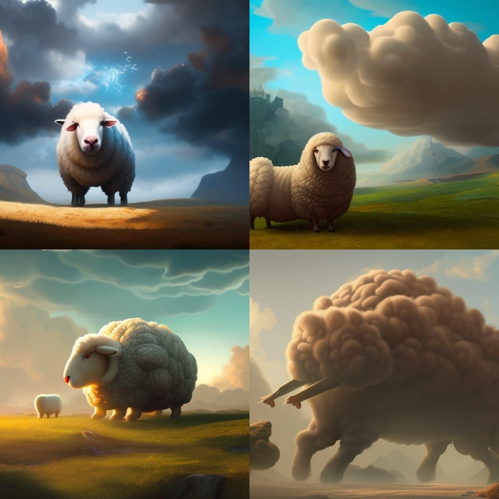 Giant Sheep Cloud Fantasy Concept Art