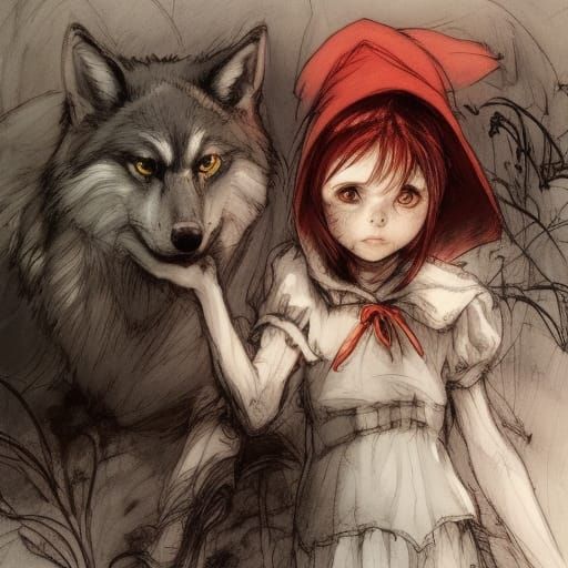 Little Red Riding Hood and Wolf Portrait