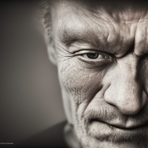 Realistic Portrait of an Old Wrestler