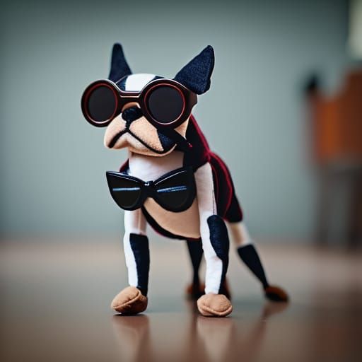 Cute Boston Terrier Plushie Puppet in 3D
