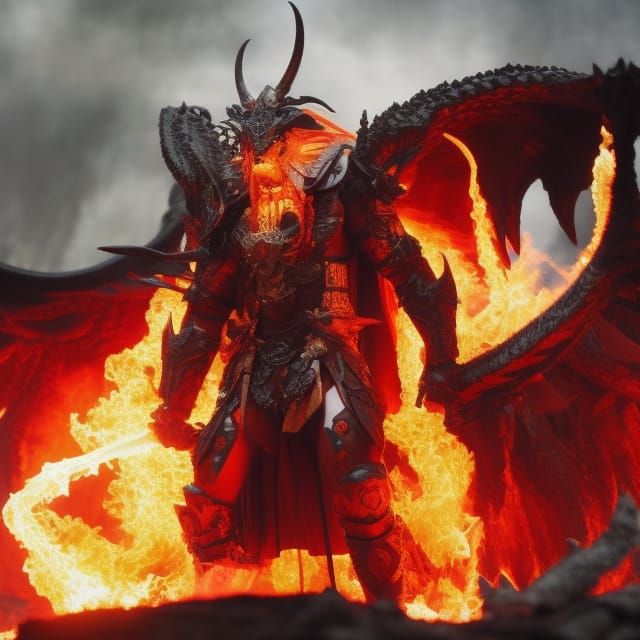 Fiery Balrog Demon with Sword, Digital Art