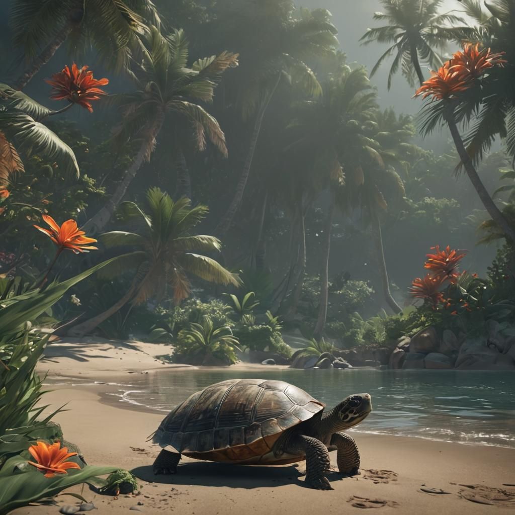 Epic 3D Turtle Scene in Unreal Engine Style