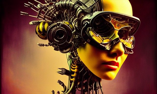 Biomechanical Bumblebee with Cybernetic Implants