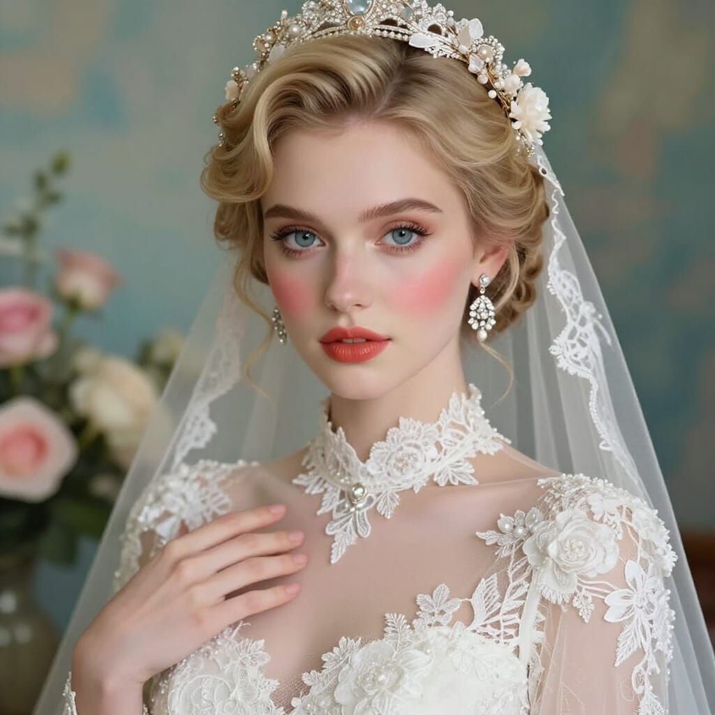Ethereal Bride Portrait with Floral Adornments