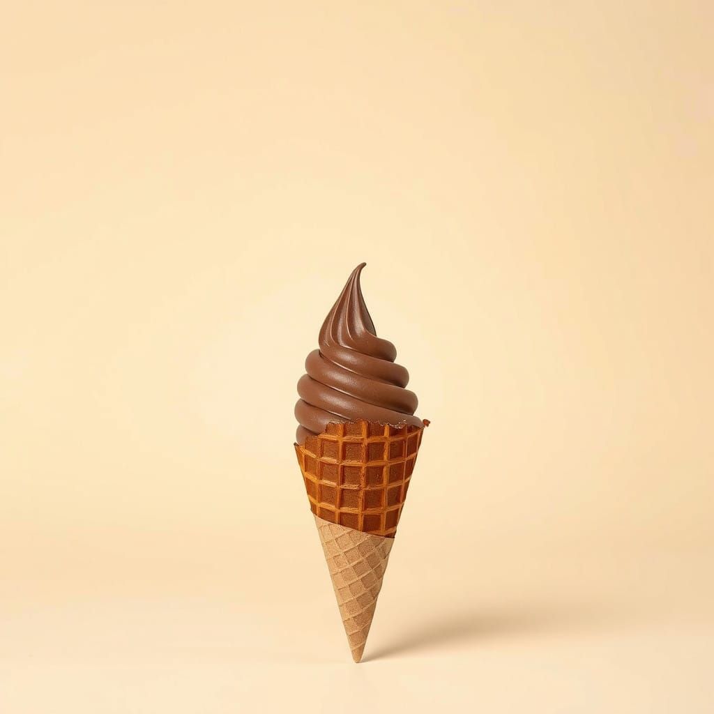 Surreal Chocolate Ice Cream Cones in Hyperrealistic Style