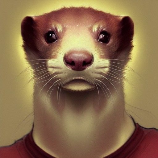 Hyperdetailed Ferret Portrait in Art Nouveau Style