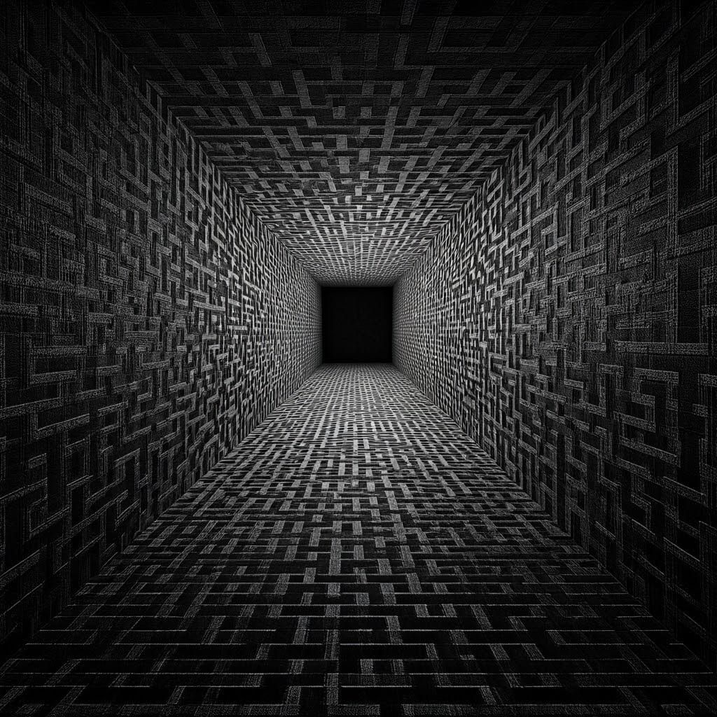 Infinite Modular Labyrinth in Monochrome Grid