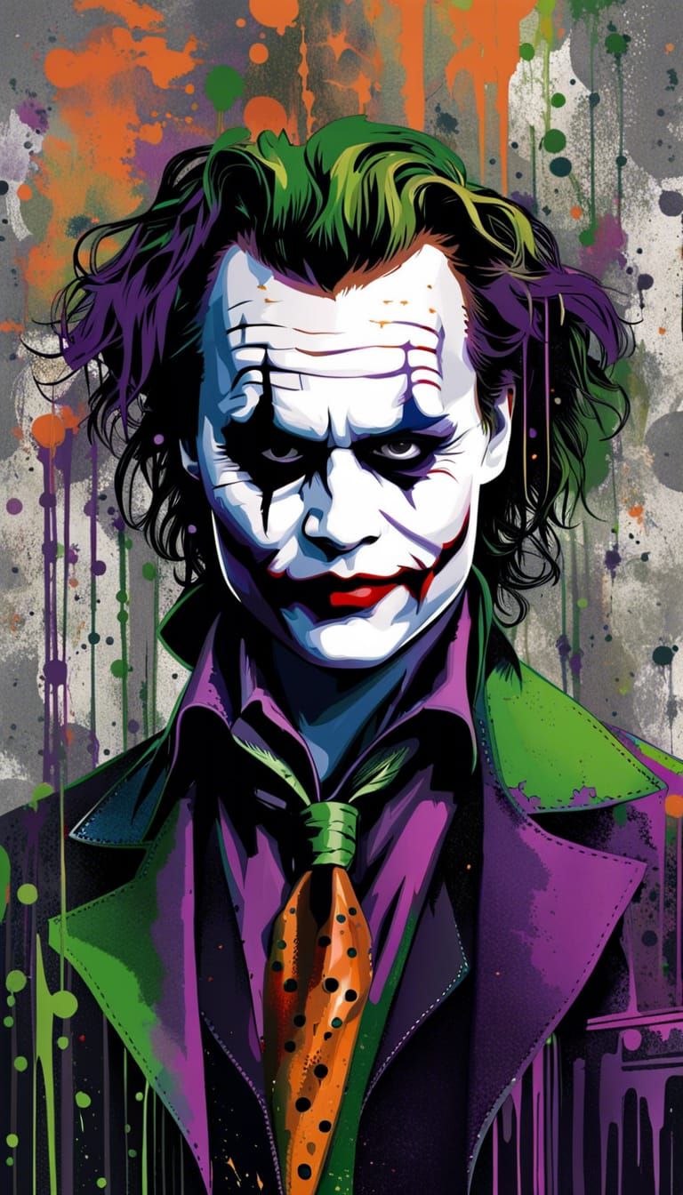 Intricate Joker Concept Art in Brutalist Style