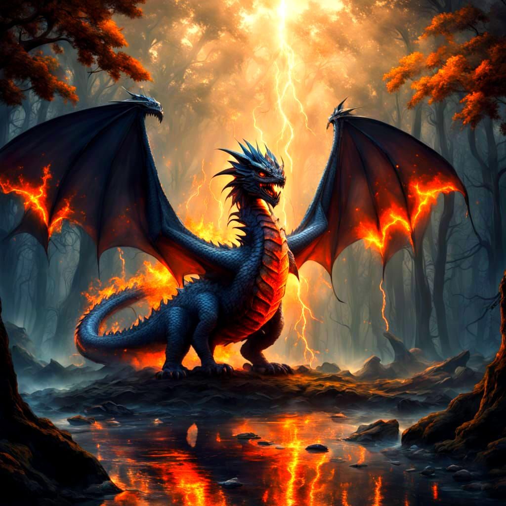 Ethereal Fire Dragon Unveiled in Rainforest Arena