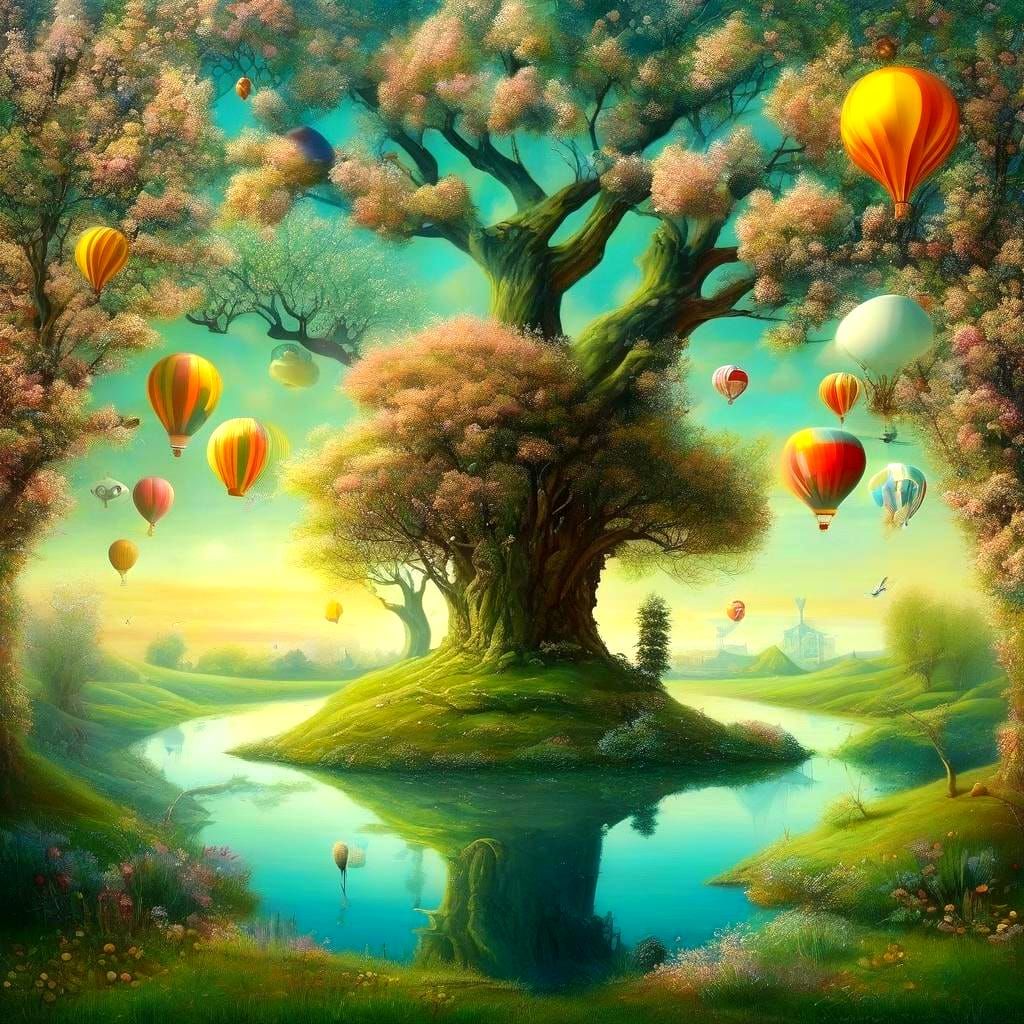 Surreal Spring Landscape: Dreamlike Interpretation