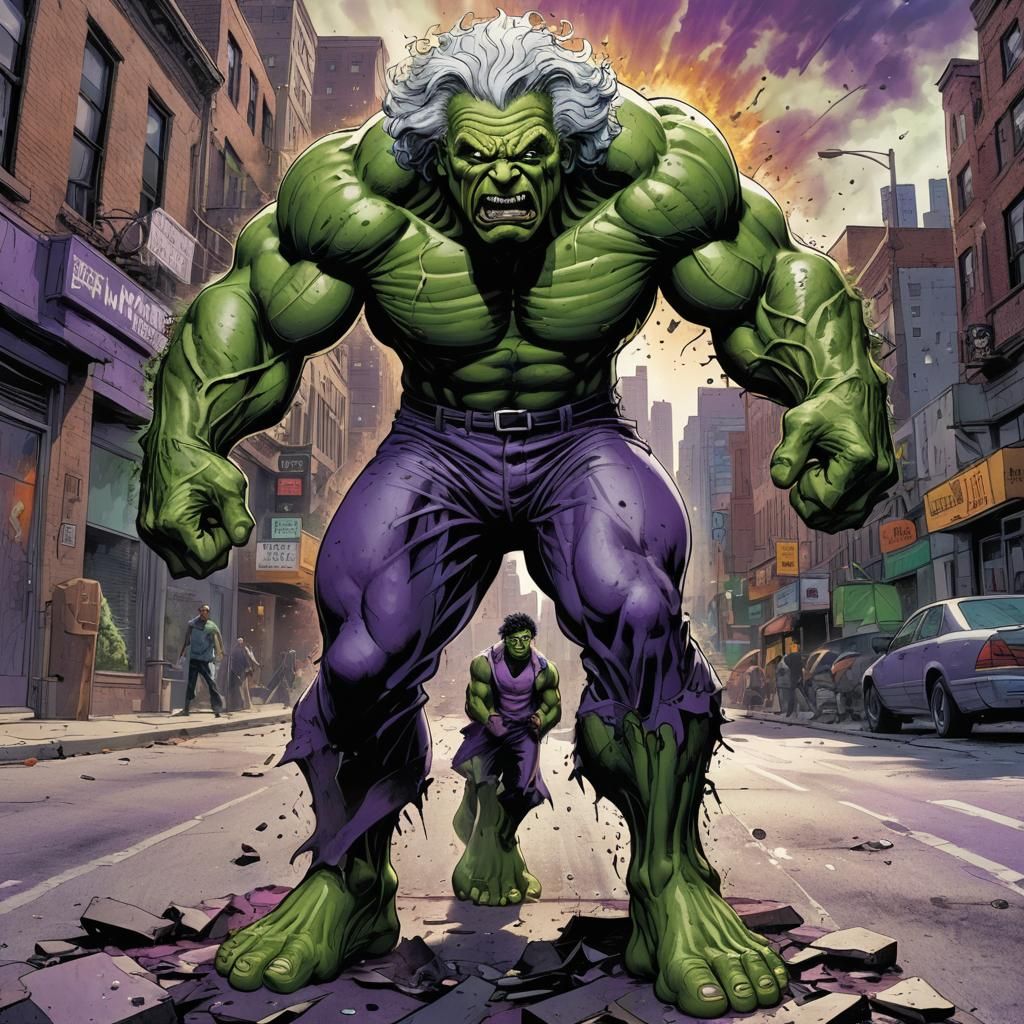 Albert Einstein as Hulk in Comic Book Art