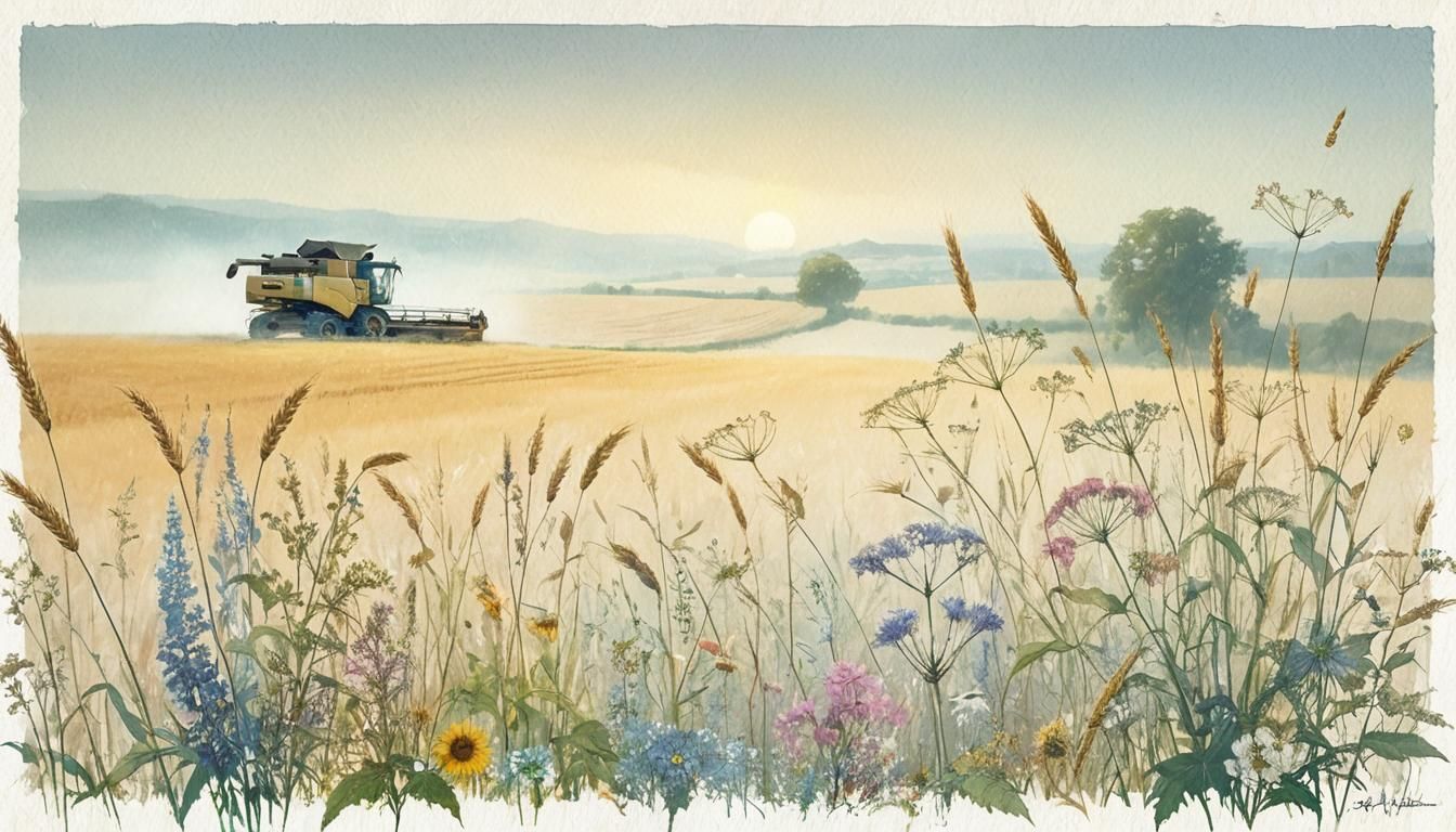 Golden Fields Harvest: A Digital Matte Painting