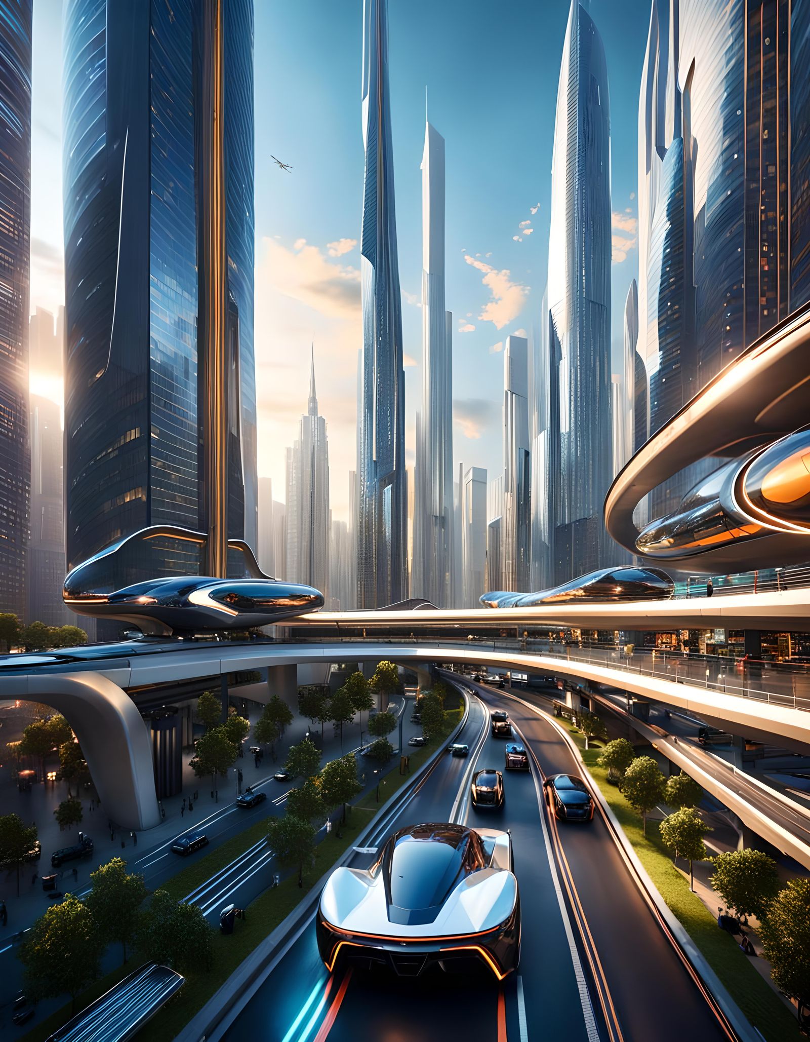 Vibrant Futuristic Cityscape with Advanced Technology