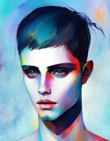 Radiant Portrait of a Handsome Man in Pastel Colors