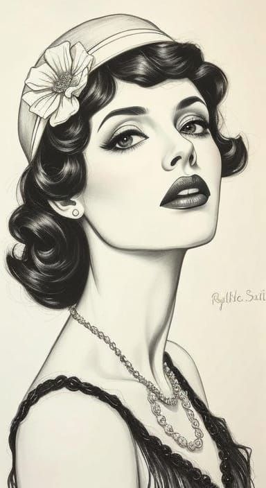 Brunette Flapper Portrait in Rolf Armstrong Style