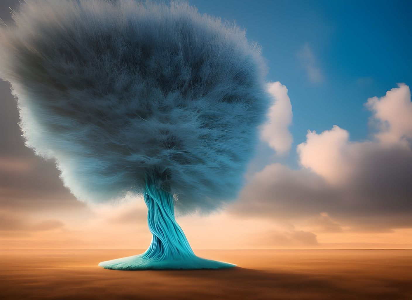 Surreal Lorax Tree in Ocean, Digital Pop Art