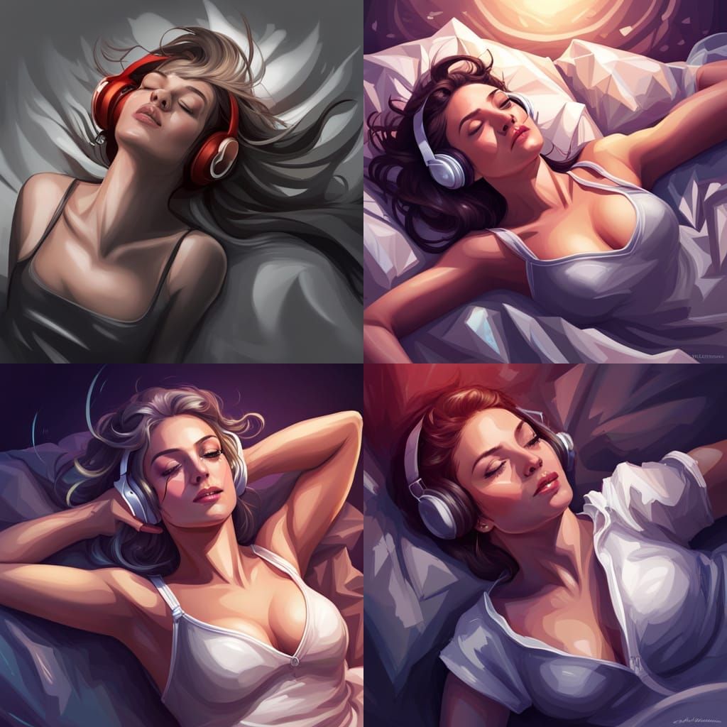 Woman with Headphones: Detailed Digital Portrait