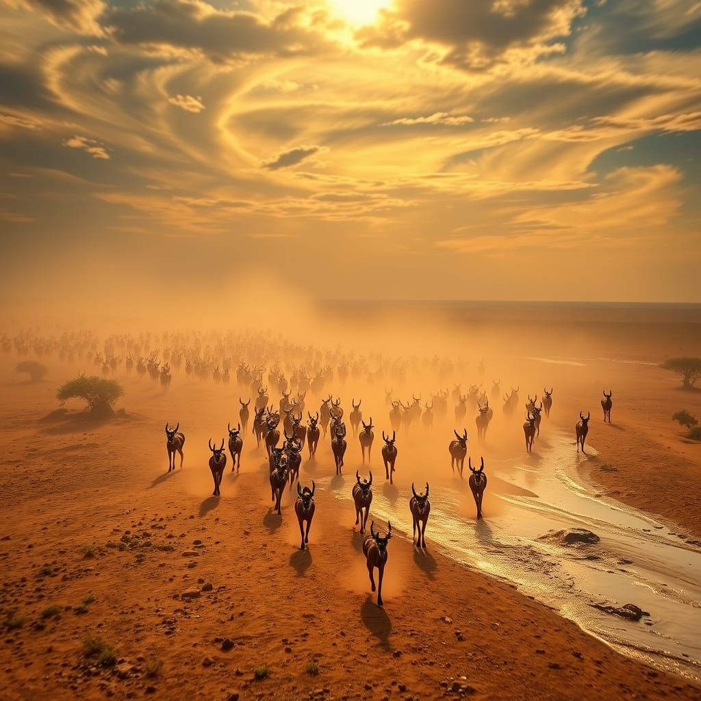 Six Million Antelope Migration in South Sudan as Photorealis...