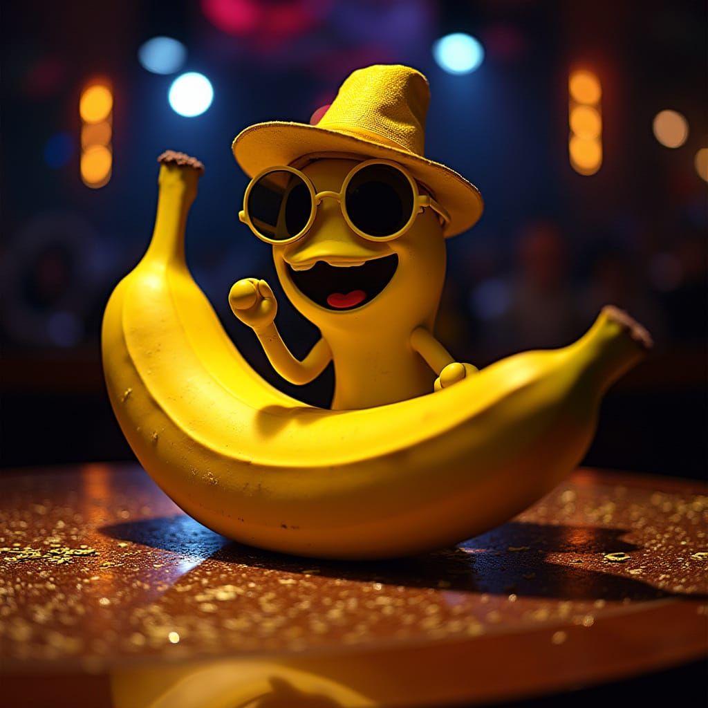 Banana Dancing in Disco, Cartoon Style