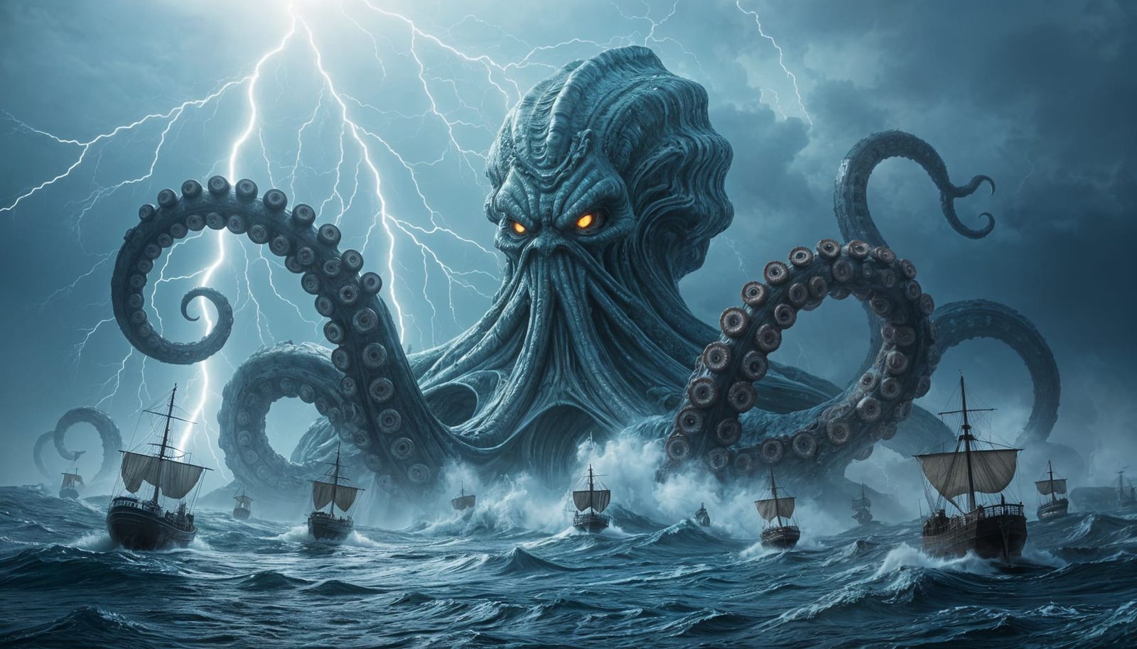 Colossal Kraken Emerges From Stormy Seas