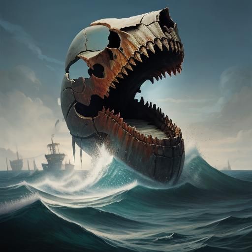 Sinister Ancient Fish Skull Ocean Titan