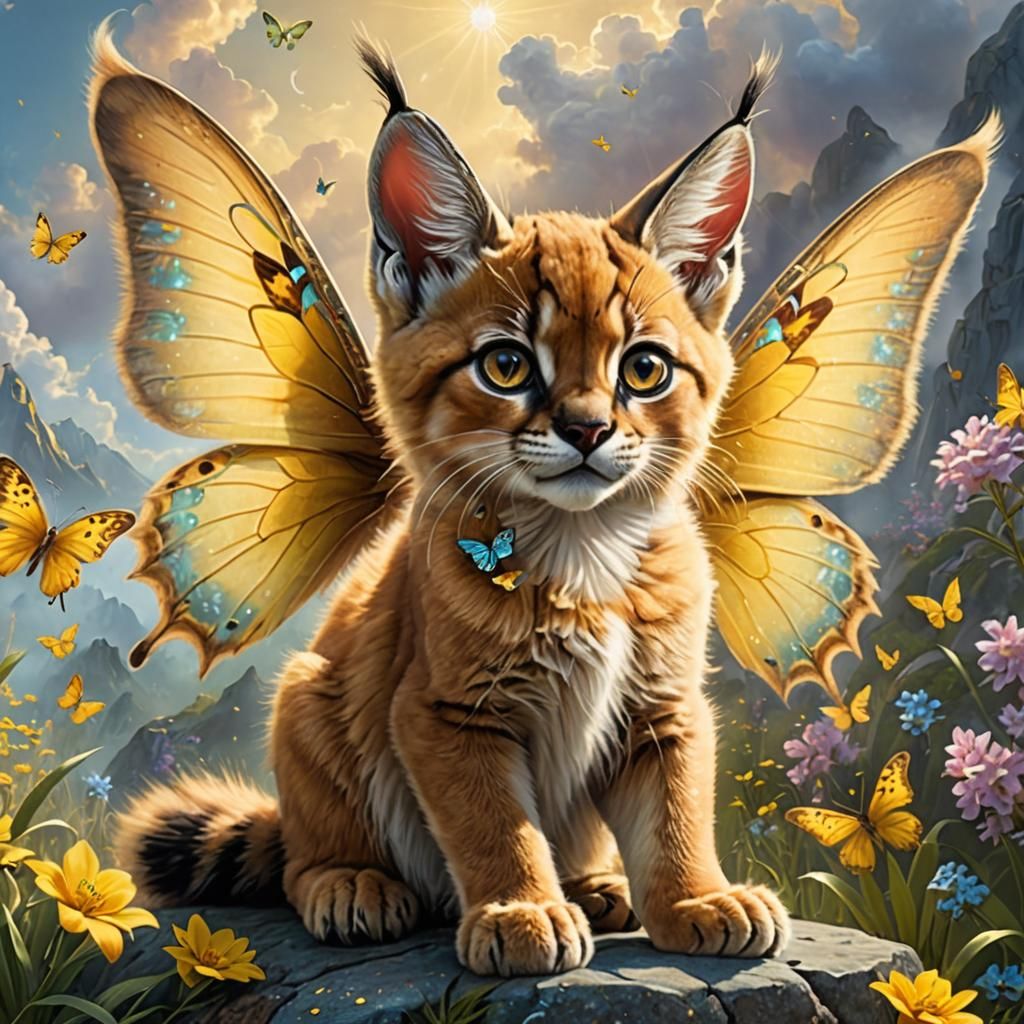 Adorable baby caracal fairy