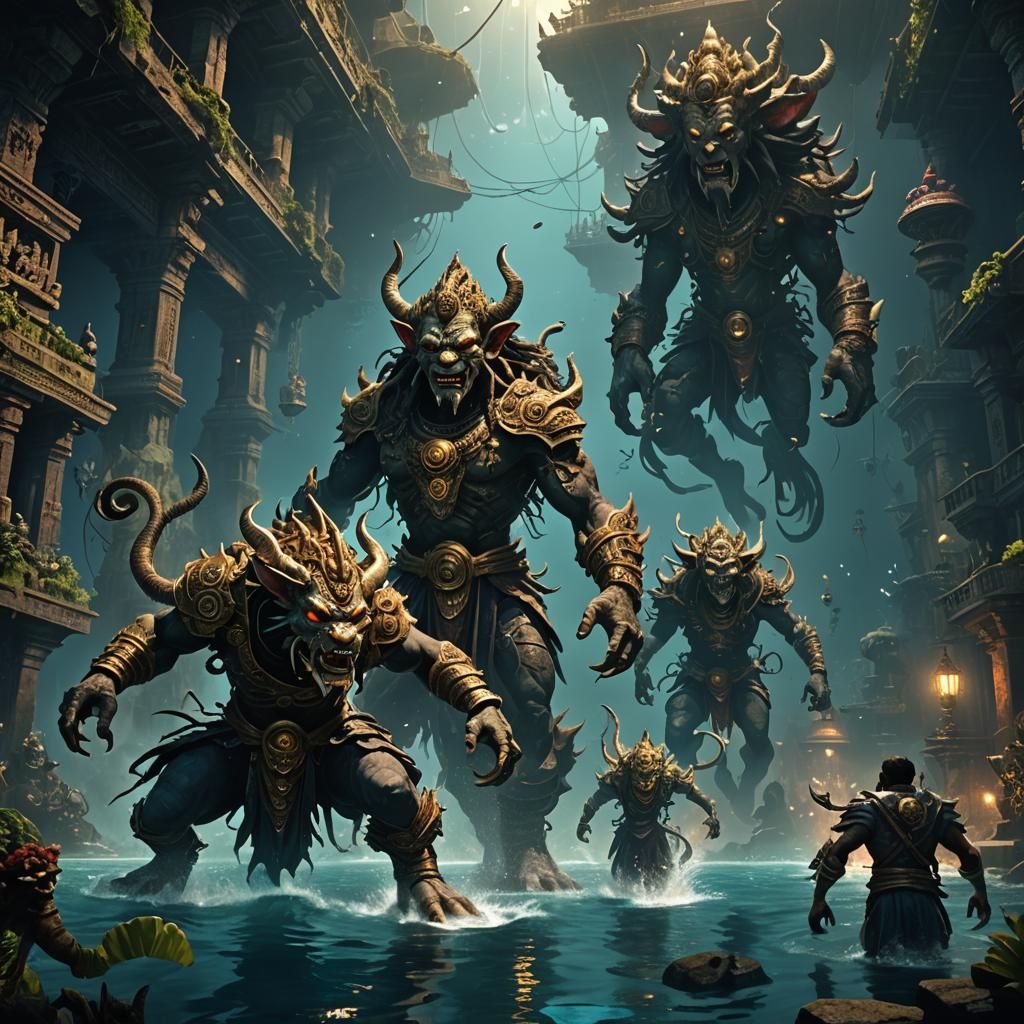 Underwater Demon City: Dark Fantasy Concept Art