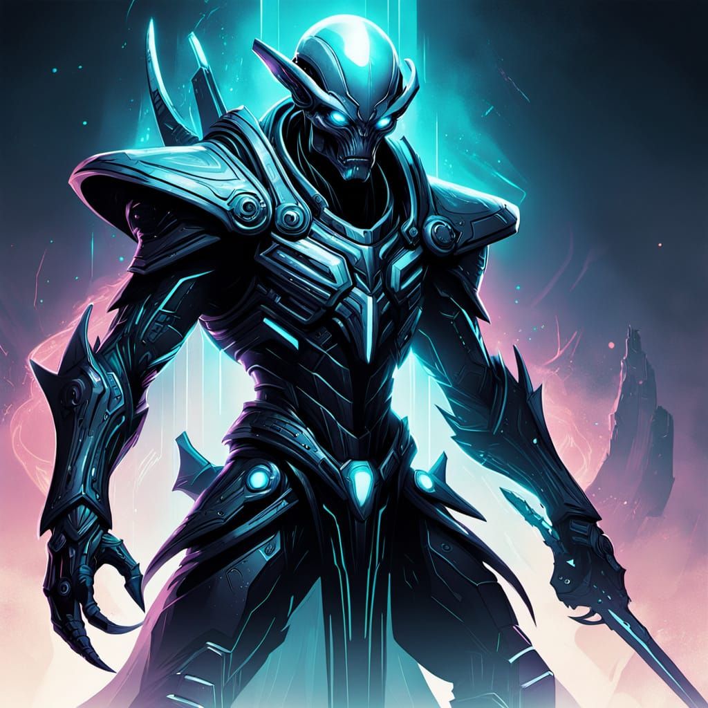 Zorathian Warlord Kael'Vorr with Bone Blades in Sci-Fi Art