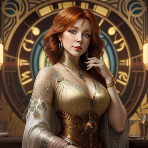 Art Deco Portrait in Style of Alphonse Mucha