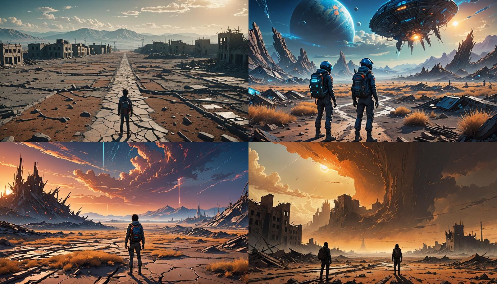 Apocalyptic Earth: Lone Figure Contemplates Barren Future