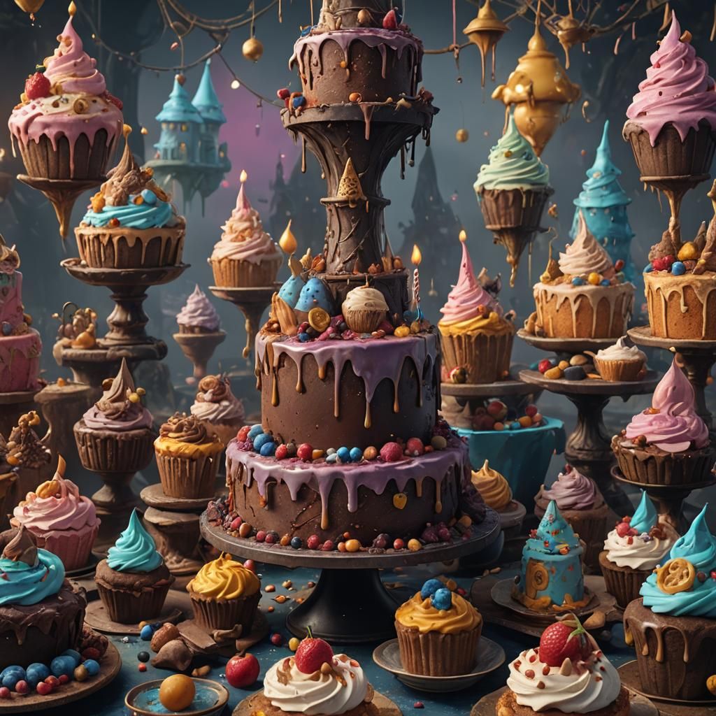 Fantastical Cake Hound in Detailed Matte Painting